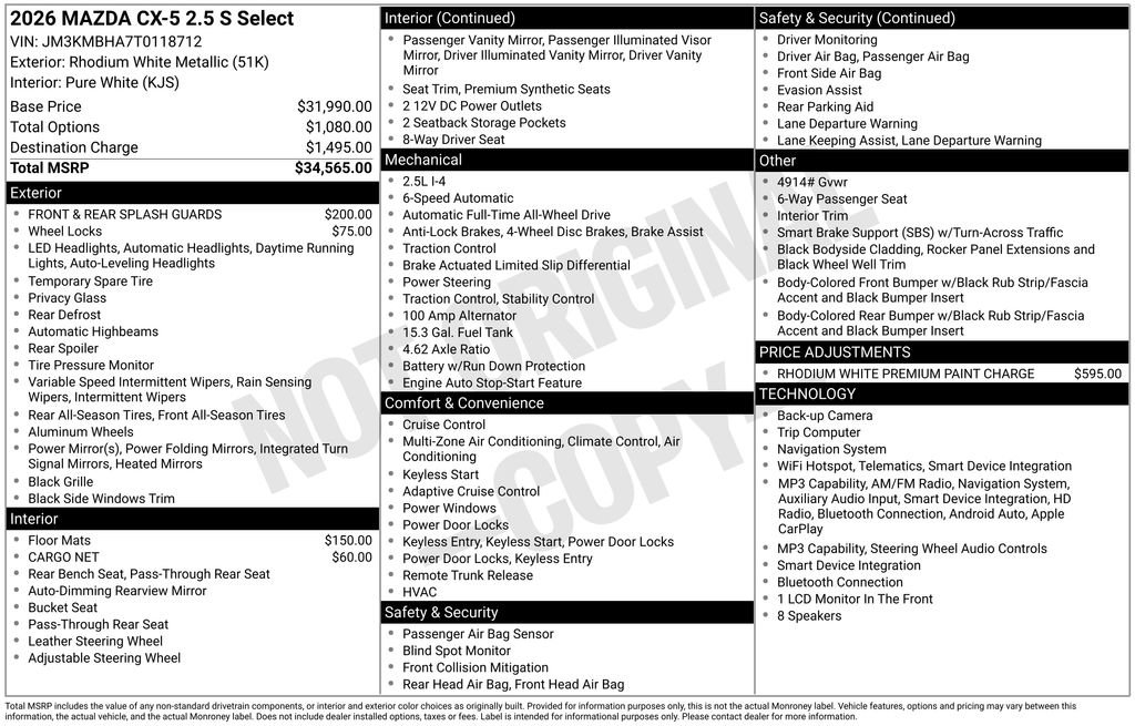New 2026 MAZDA CX-5 Select AWD/4WD image 6