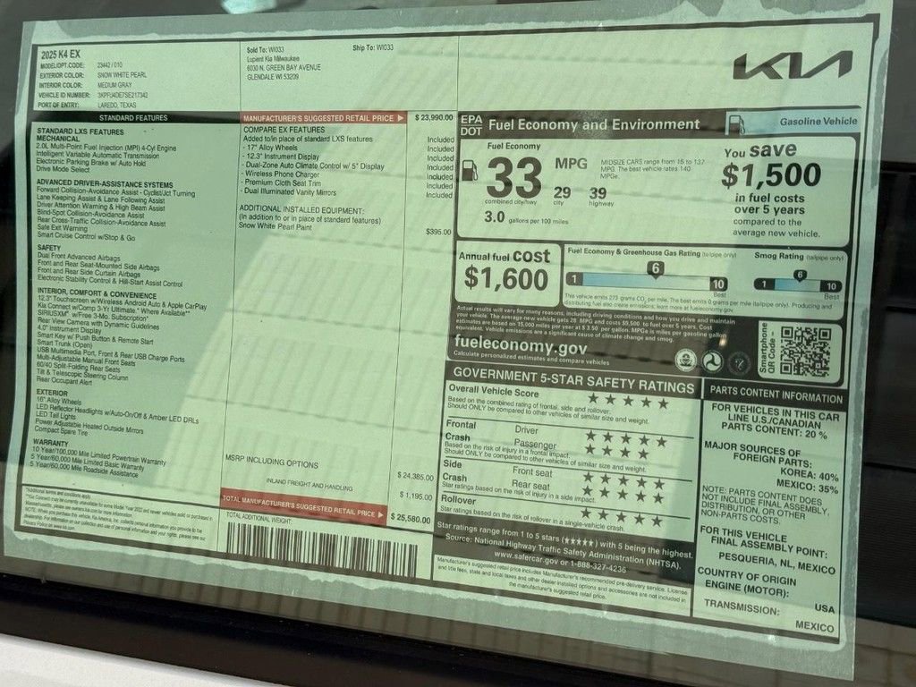 New 2025 Kia K4 EX image 18