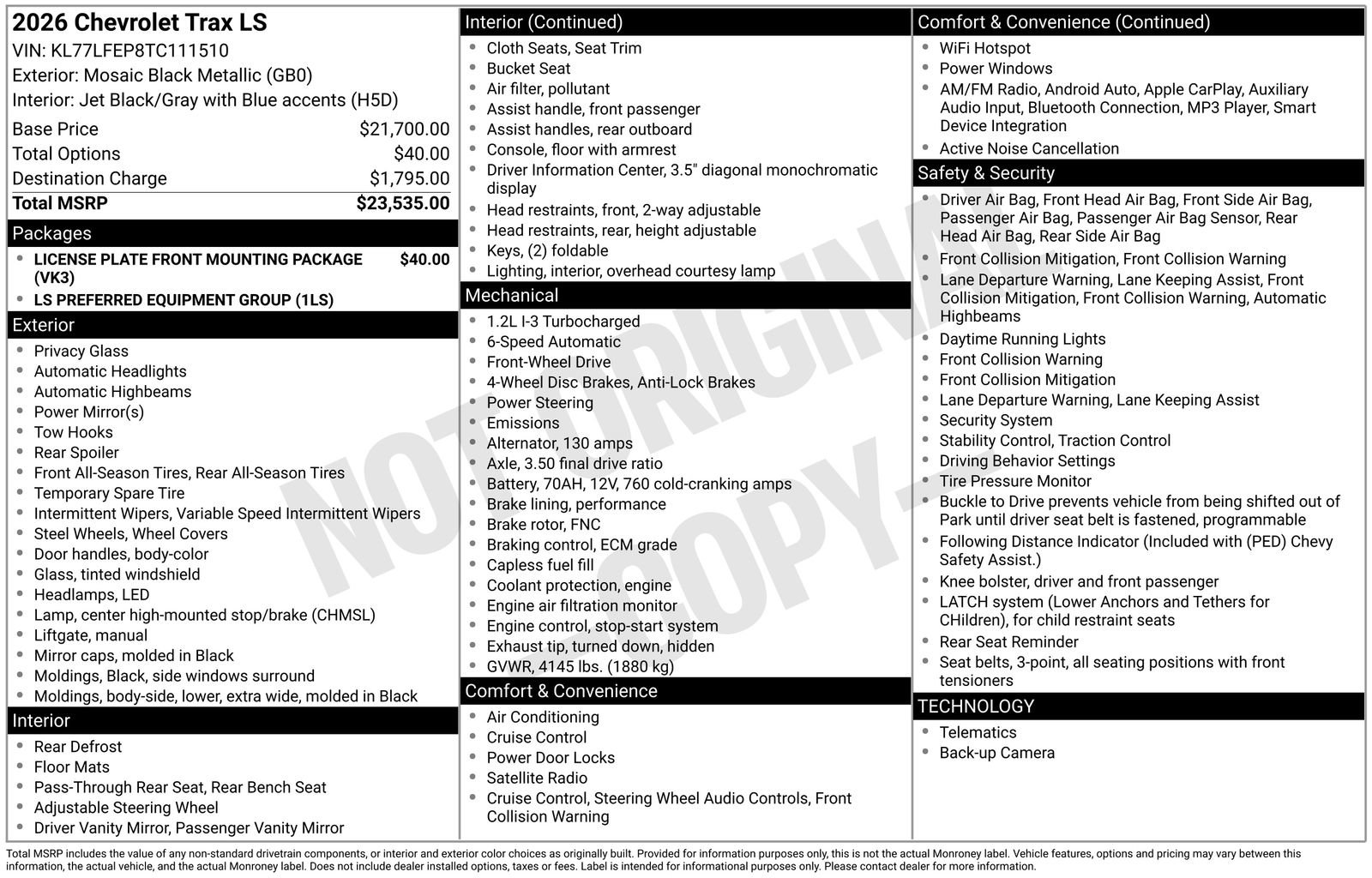 New 2026 Chevrolet Trax LS image 28