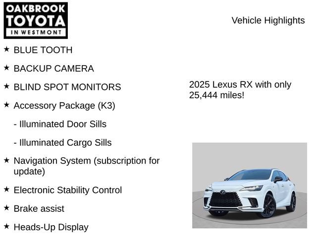 Used 2025 Lexus RX 500h F Sport w/ Accessory Package (K3) AWD/4WD image 5