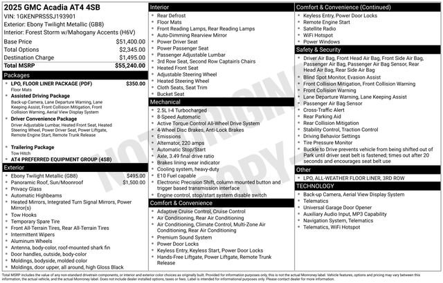 Used 2025 GMC Acadia AT4 w/ LPO, Floor Liner Package image 4