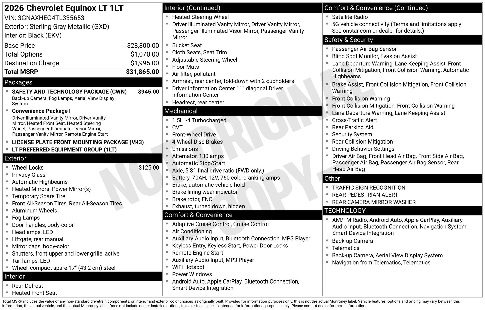 New 2026 Chevrolet Equinox LT w/ Safety and Technology Package FWD image 3