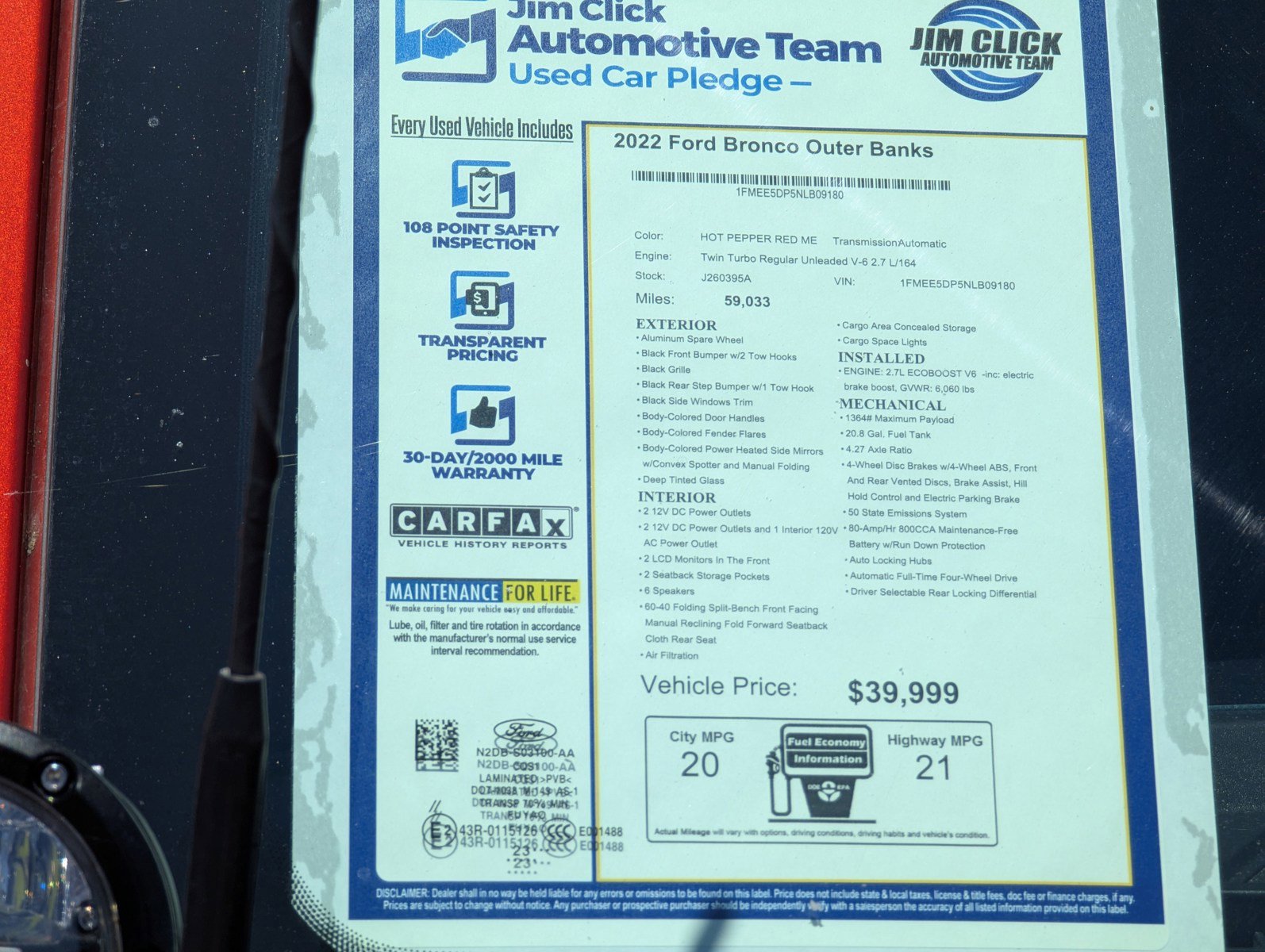 Certified 2022 Ford Bronco Outer Banks AWD/4WD image 13