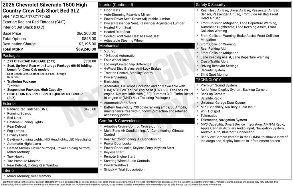 Used 2025 Chevrolet Silverado 1500 High Country w/ Z71 Off-Road Package AWD/4WD image 33