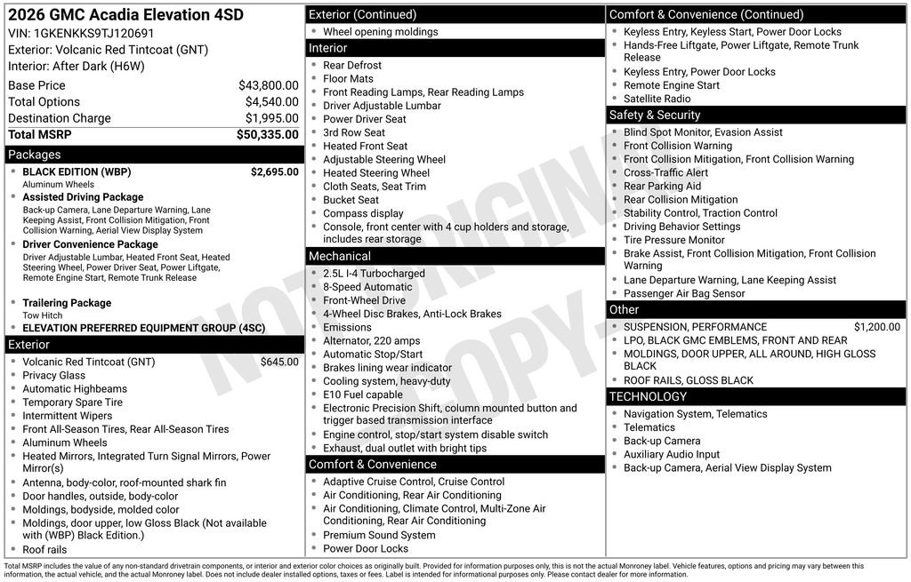 New 2026 GMC Acadia Elevation w/ Black Edition image 4