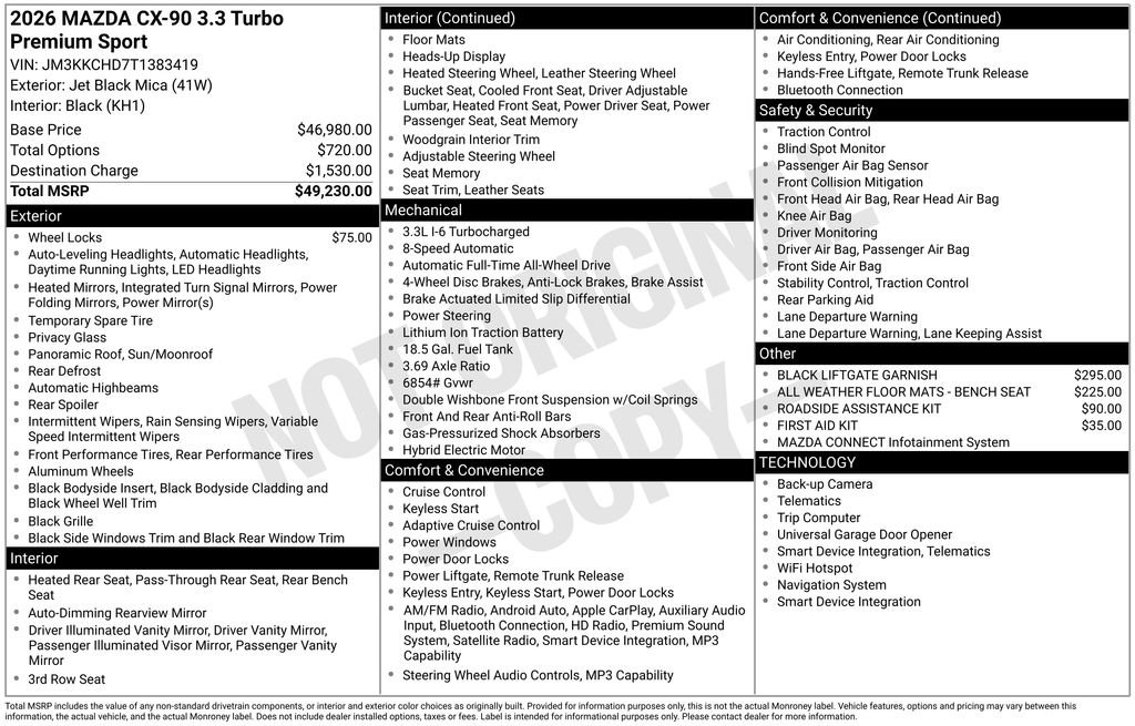 New 2026 MAZDA CX-90 3.3 Turbo w/ Premium Sport Pkg image 38
