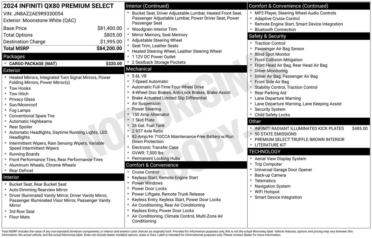 Certified 2024 INFINITI QX80 Premium Select w/ Cargo Package image 35