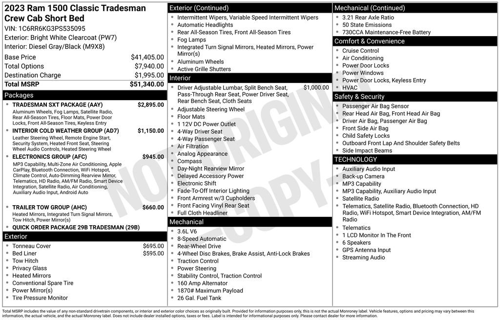 Used 2023 RAM 1500 Tradesman w/ Tradesman SXT Package RWD image 6