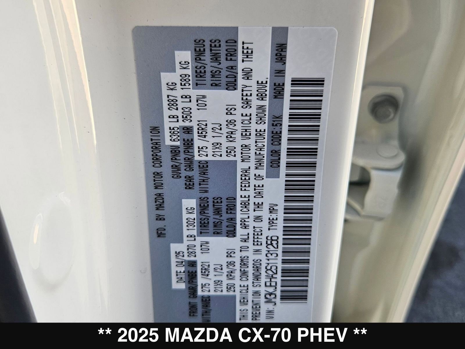 New 2025 MAZDA CX-70 Plug-In Hybrid w/ Premium Plus image 26