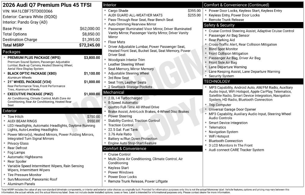Certified 2026 Audi Q7 2.0T Premium Plus w/ Premium Plus Package AWD/4WD image 41