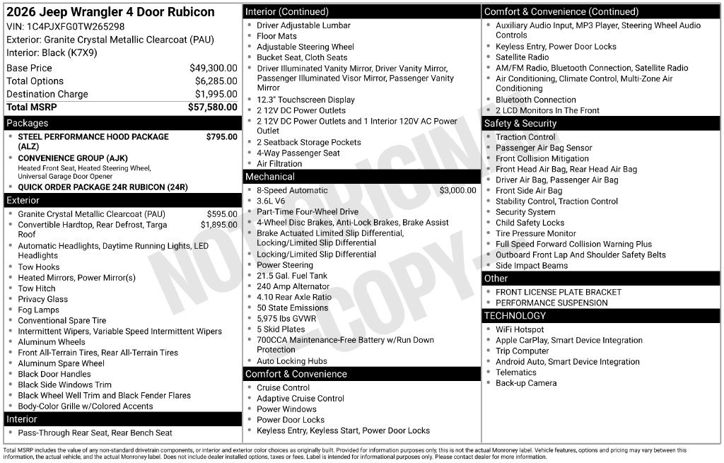 New 2026 Jeep Wrangler Unlimited Rubicon AWD/4WD image 5