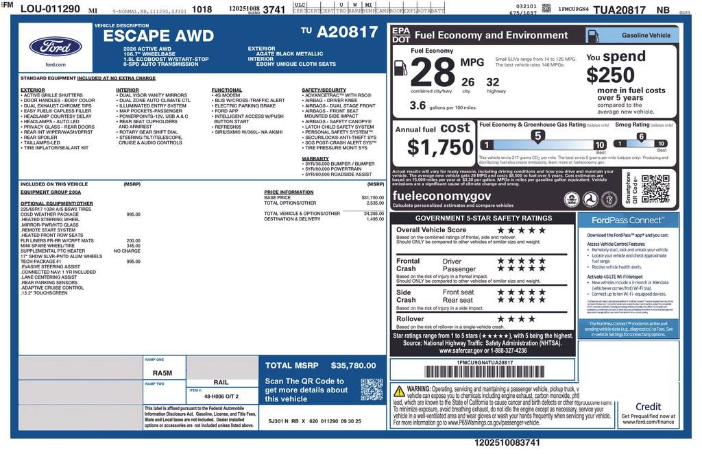 Used 2026 Ford Escape Active w/ Tech Pack #1 AWD/4WD image 33