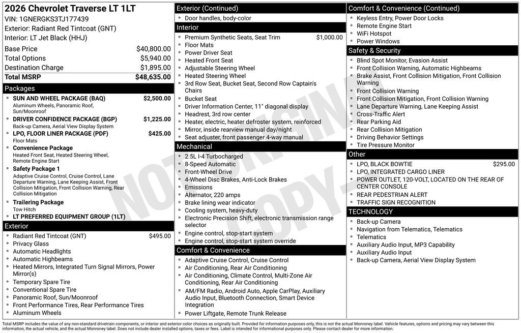 New 2026 Chevrolet Traverse LT w/ Sun and Wheel Package image 30