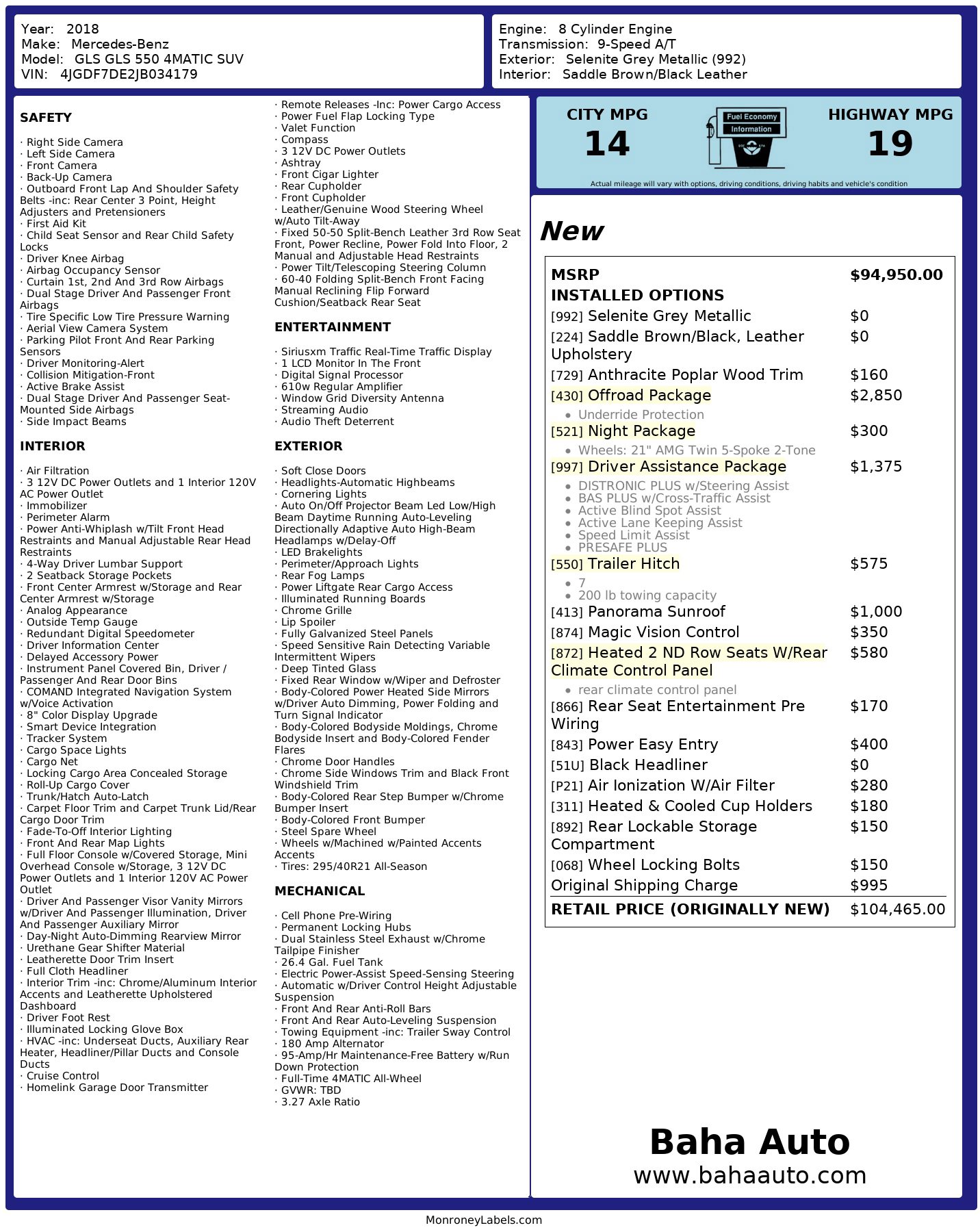 Used 2018 Mercedes-Benz GLS 550 4MATIC w/ Offroad Package image 3