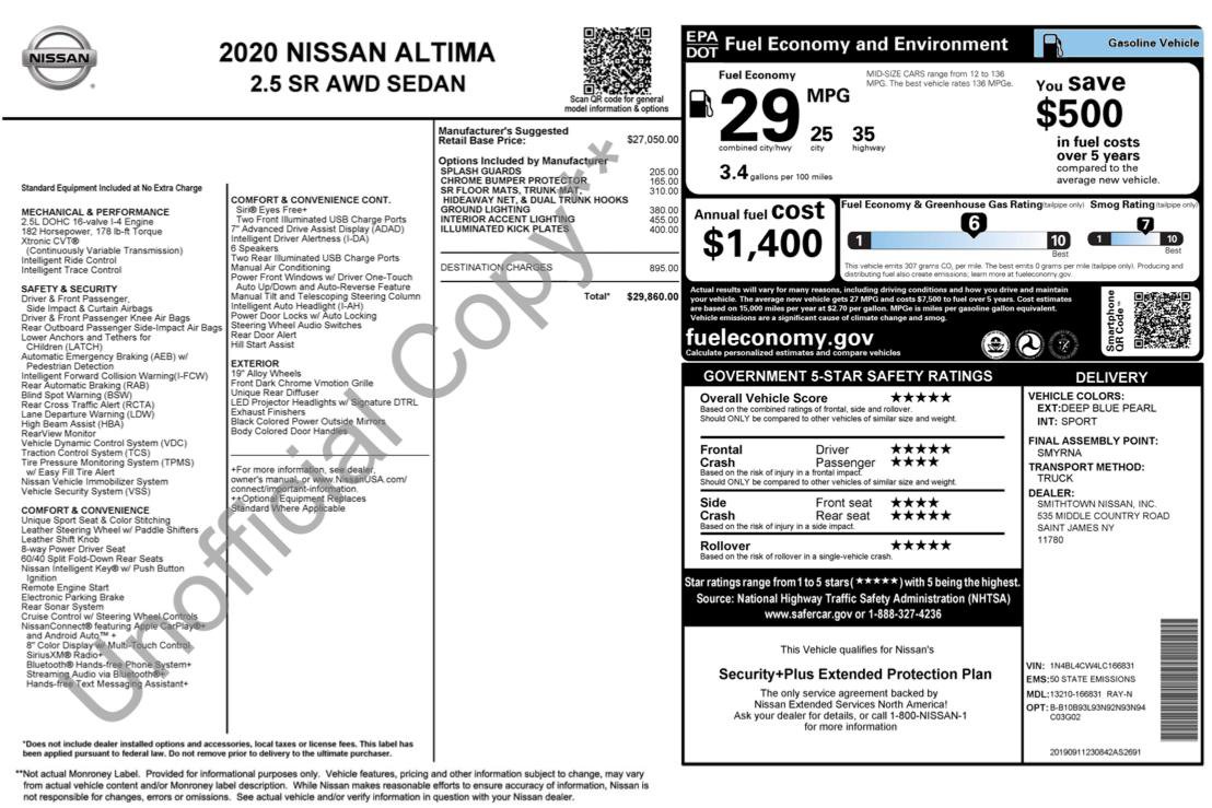 Used 2020 Nissan Altima 2.5 SR AWD/4WD image 2