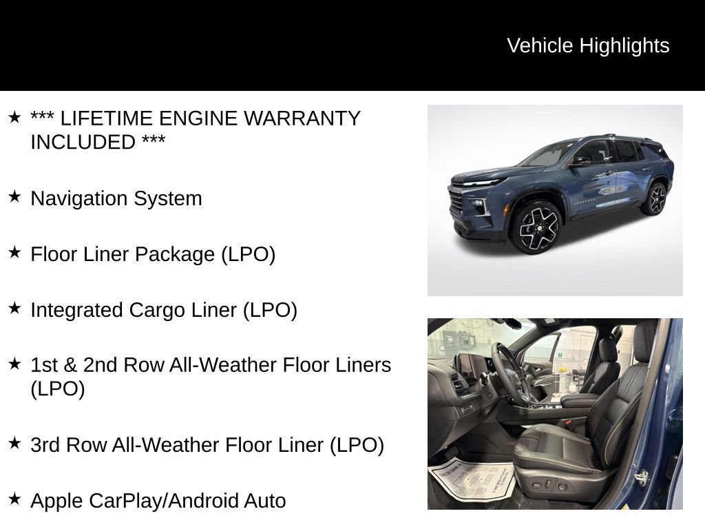 New 2026 Chevrolet Traverse High Country w/ LPO, Floor Liner Package image 2