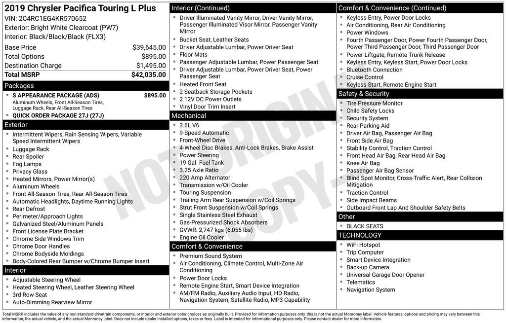Used 2019 Chrysler Pacifica Touring-L Plus w/ S Appearance Package FWD image 38