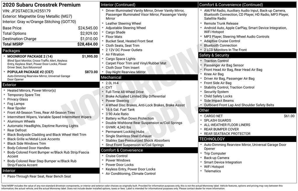 Used 2020 Subaru Crosstrek 2.0i Premium w/ Moonroof Package 2 image 19