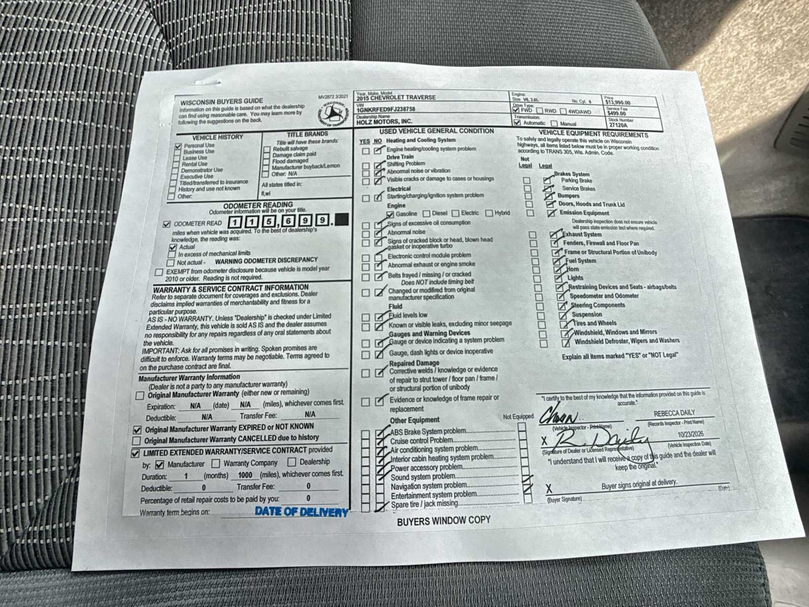 Certified 2015 Chevrolet Traverse LS FWD image 28
