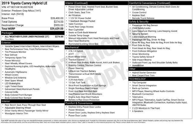 Used 2019 Toyota Camry LE FWD image 12