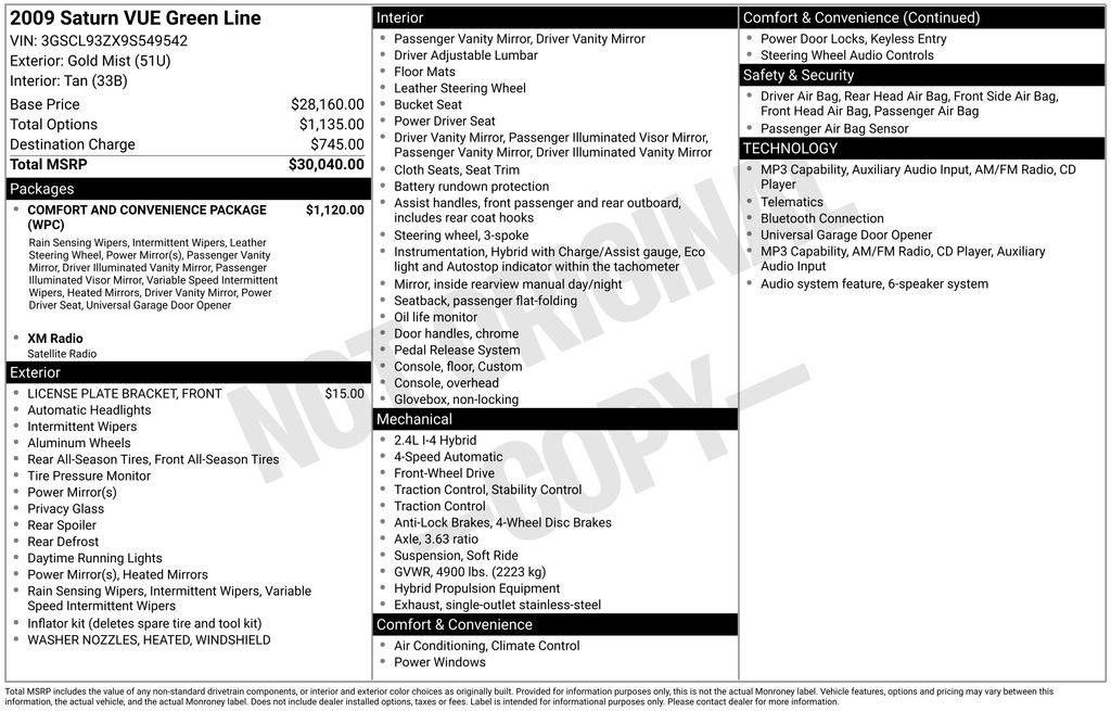 Used 2009 Saturn Vue Green Line FWD image 6