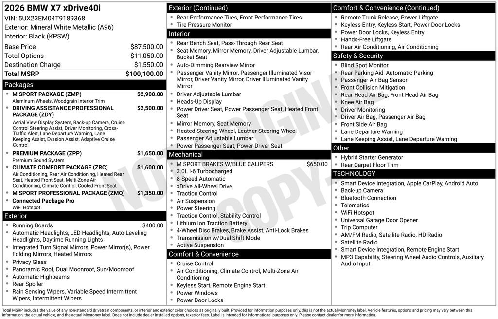 Used 2026 BMW X7 xDrive40i w/ M Sport Package AWD/4WD image 5