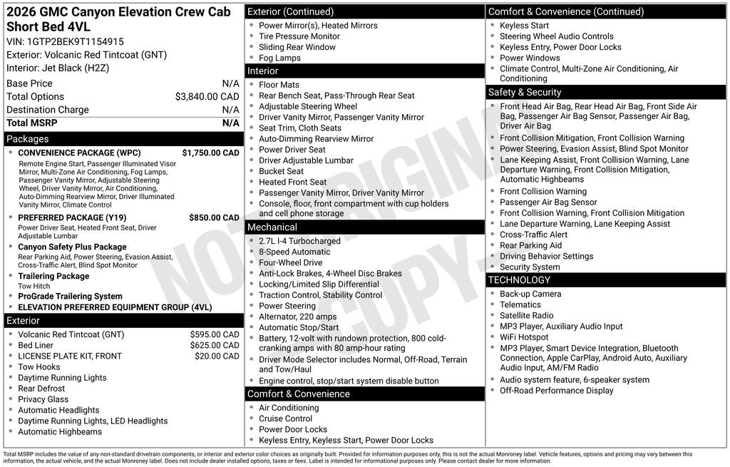 Used 2026 GMC Canyon Elevation w/ Convenience Package AWD/4WD image 4