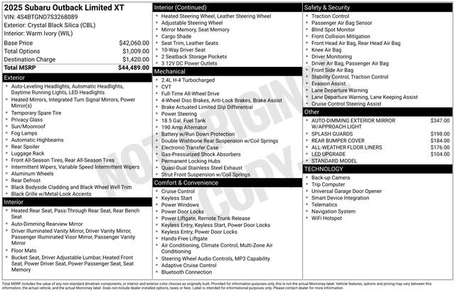 Certified 2025 Subaru Outback Limited XT image 32