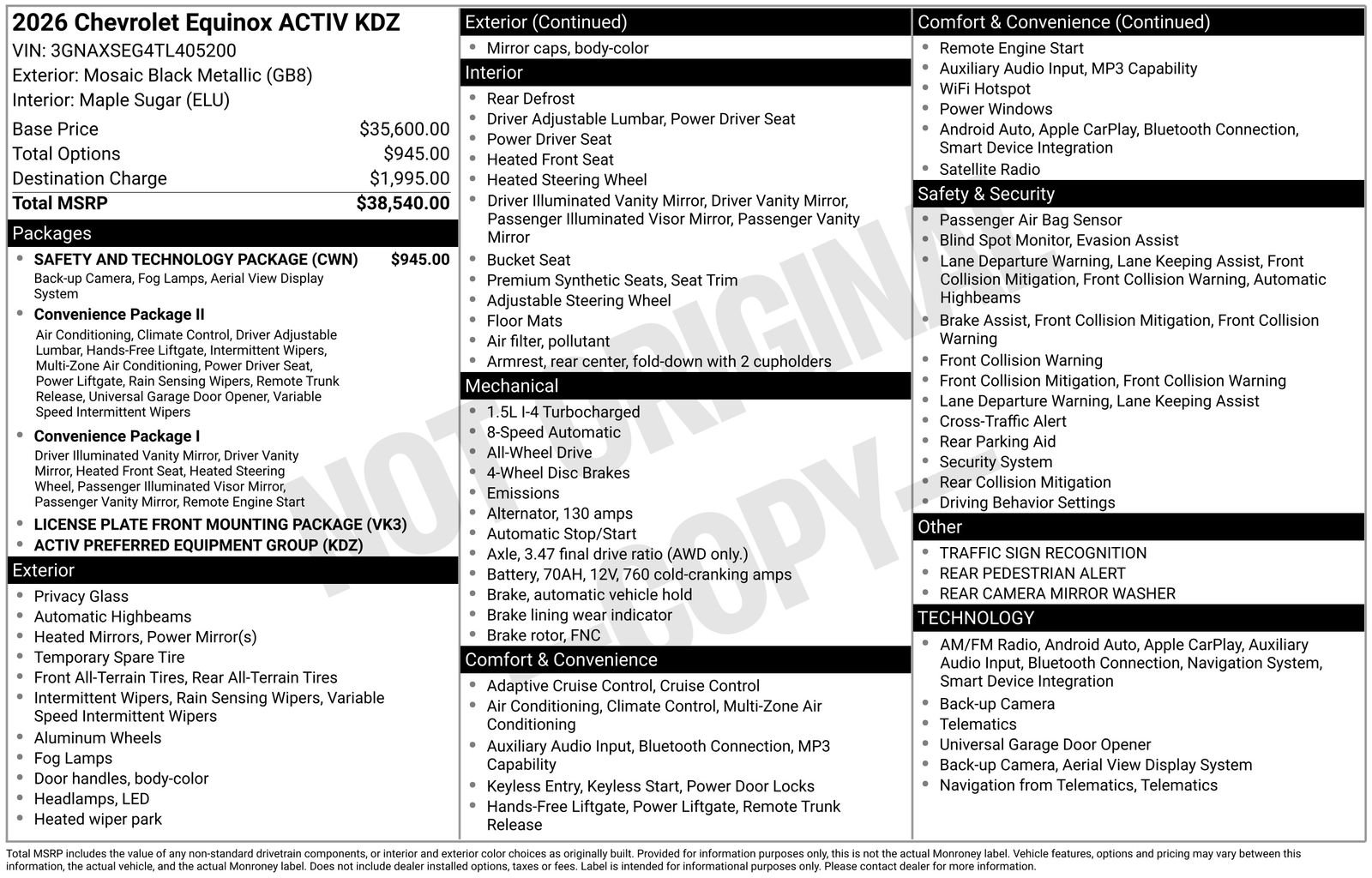 New 2026 Chevrolet Equinox ACTIV w/ Safety and Technology Package AWD/4WD image 4