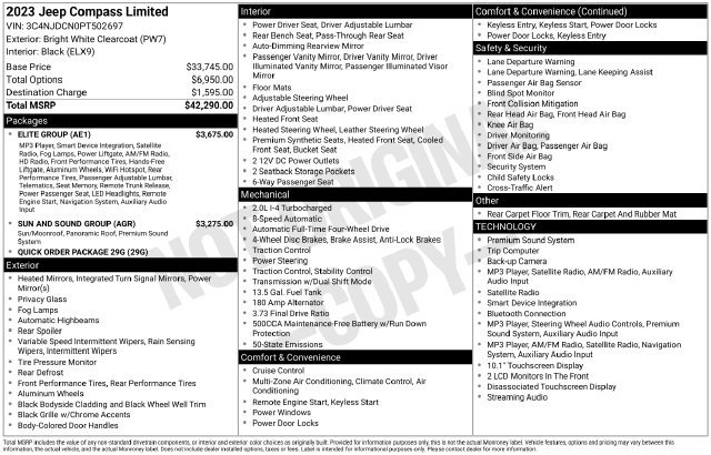 Used 2023 Jeep Compass Limited w/ Elite Group AWD/4WD image 2