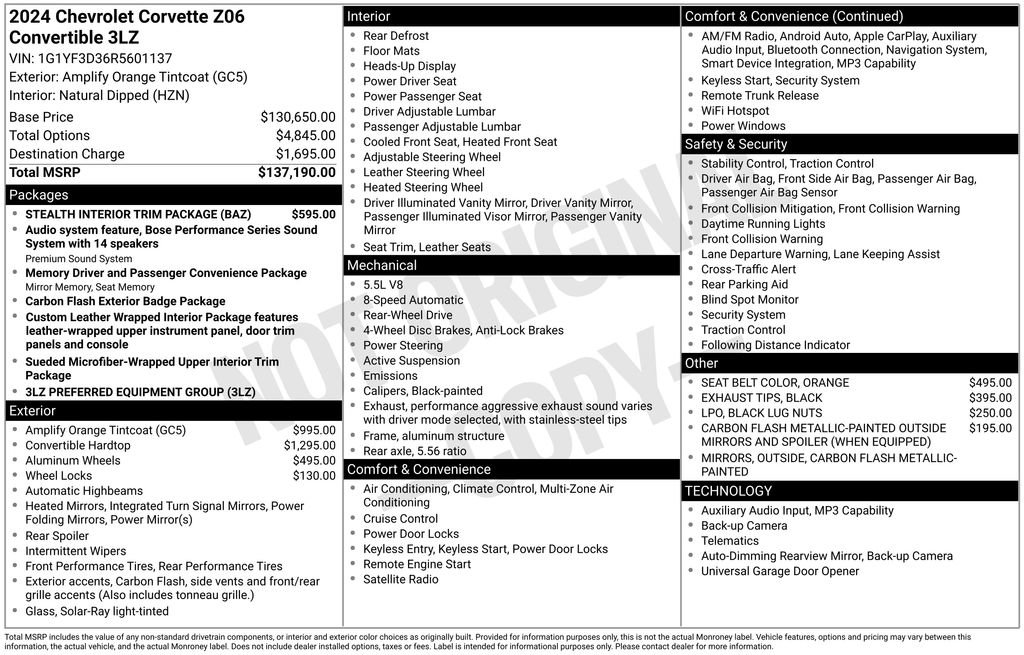 Used 2024 Chevrolet Corvette Z06 w/ Stealth Interior Trim Package image 6