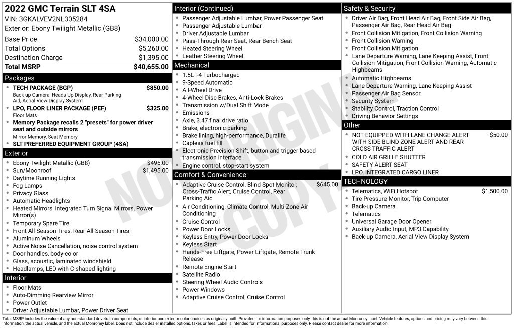 Used 2022 GMC Terrain SLT w/ Tech Package AWD/4WD image 37