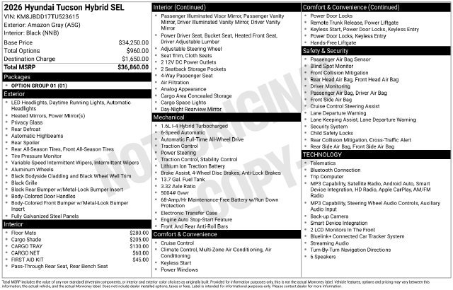 New 2026 Hyundai Tucson SEL AWD/4WD image 27