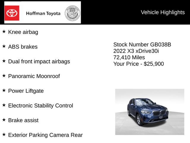 Used 2022 BMW X3 xDrive30i w/ Convenience Package AWD/4WD image 30