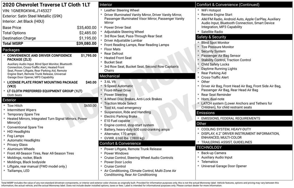 Used 2020 Chevrolet Traverse LT image 26