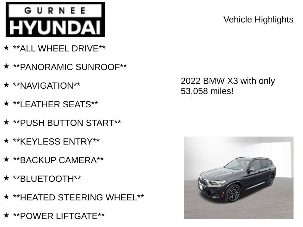 Used 2022 BMW X3 xDrive30i w/ M Sport Package AWD/4WD image 8