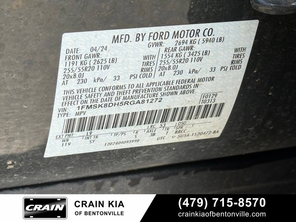 Used 2024 Ford Explorer XLT w/ Equipment Group 202A AWD/4WD image 37