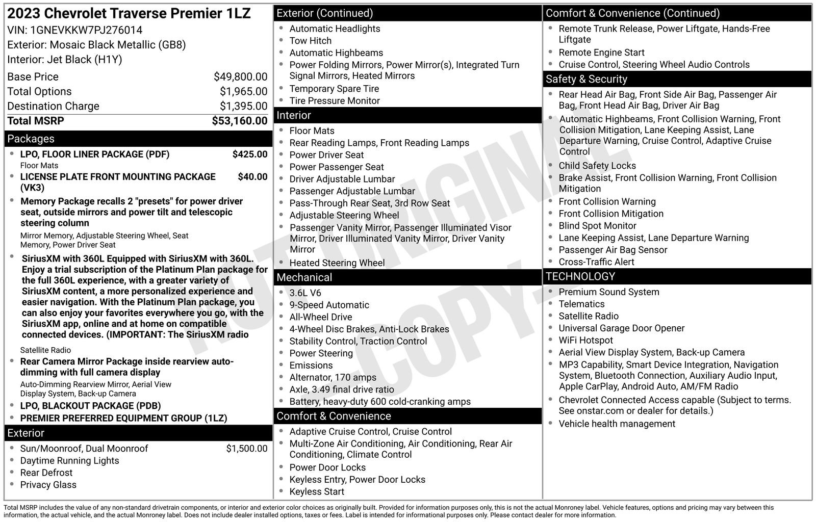 Used 2023 Chevrolet Traverse Premier w/ LPO, Floor Liner Package AWD/4WD image 8