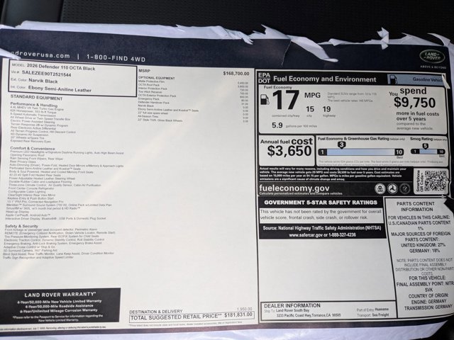 New 2026 Land Rover Defender 110 OCTA AWD/4WD image 19