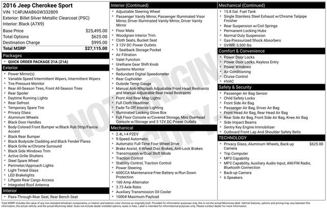 Used 2016 Jeep Cherokee Sport AWD/4WD image 4