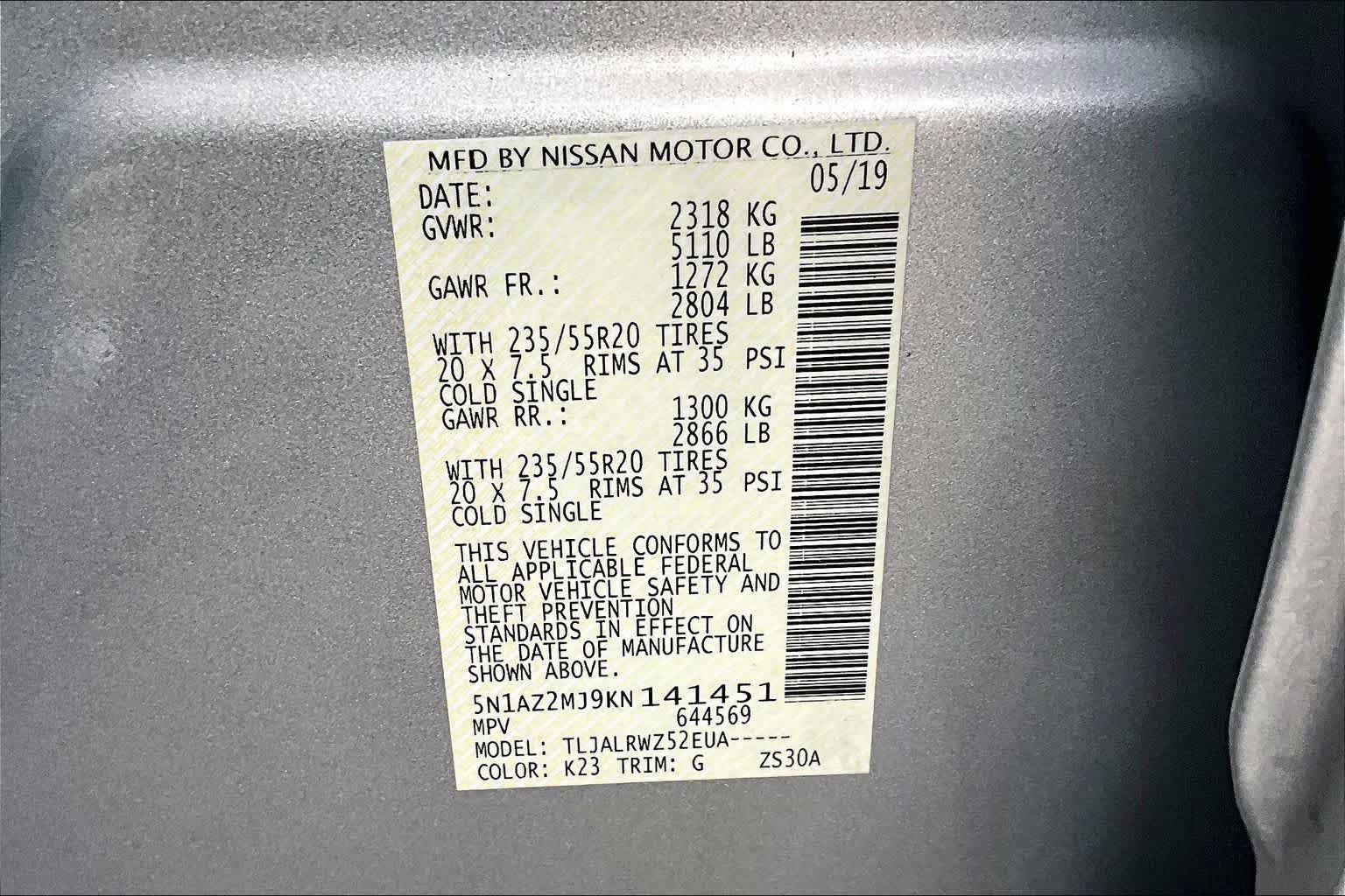 Certified 2019 Nissan Murano SL FWD image 33