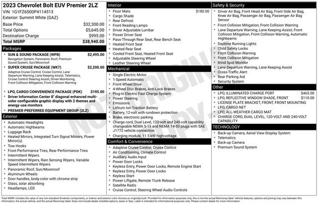 Used 2023 Chevrolet Bolt EUV Premier w/ Sun & Sound Package FWD image 42