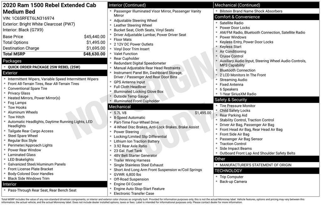 Used 2020 RAM 1500 Rebel image 8