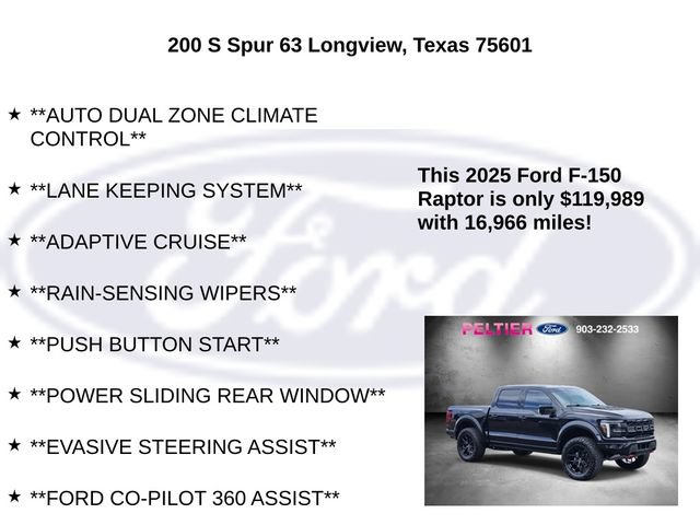Used 2025 Ford F150 Raptor w/ Equipment Group 803A Raptor R AWD/4WD image 30