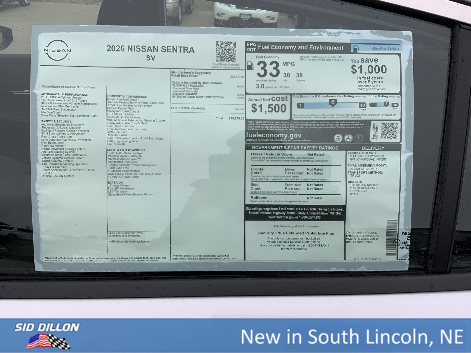 New 2026 Nissan Sentra SV w/ Floor Mat Package image 13