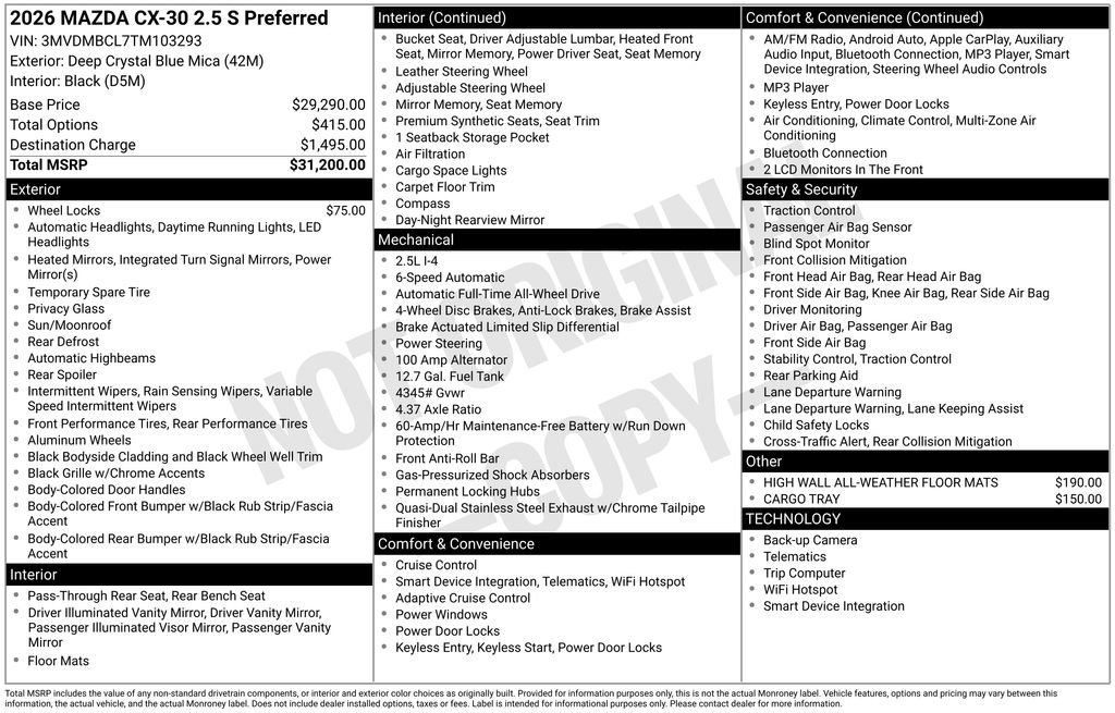 New 2026 MAZDA CX-30 AWD 2.5 S image 3