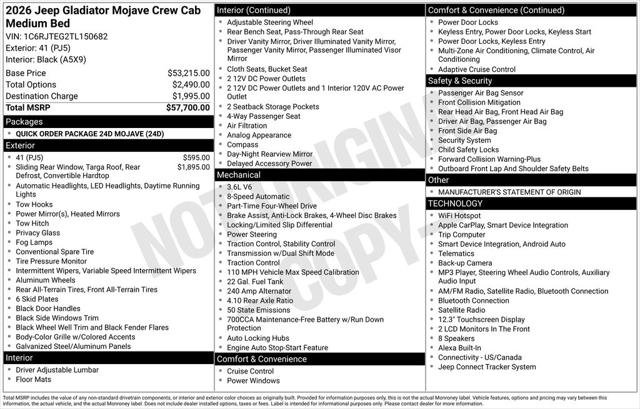 Certified 2026 Jeep Gladiator Mojave AWD/4WD image 23