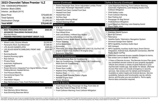 Used 2023 Chevrolet Tahoe Premier w/ Max Trailering Package AWD/4WD image 38