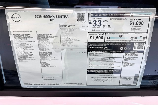 New 2026 Nissan Sentra SV w/ SV Convenience Package FWD image 39