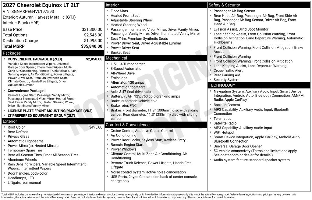 New 2027 Chevrolet Equinox LT w/ Convenience Package II AWD/4WD image 23